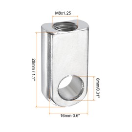 uxcell Gas Spring Strut M8 Joint Fitting Female Threaded Connectors Steel Silver Tone, 10Pcs