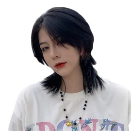 Wolf Cut Wig, Short Hair, Women's Wig, Short Full Wig, Harajuku Cosplay, Full Wig, Handsome, Natural, Fashion, Unisex (Black)