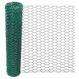 ARIFLOR Chicken Wire Mesh - 0.6 Inch Hexagonal Green PVC Coated - 15.7 x 79 Inches