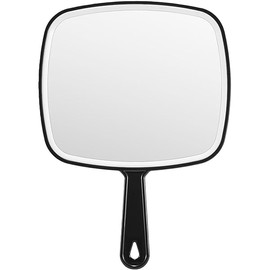 Extra Large Handheld Mirror，Hand Salon Mirror with Handle for Barbers, Hairdressing (Black，12.4" Lx 9" W)