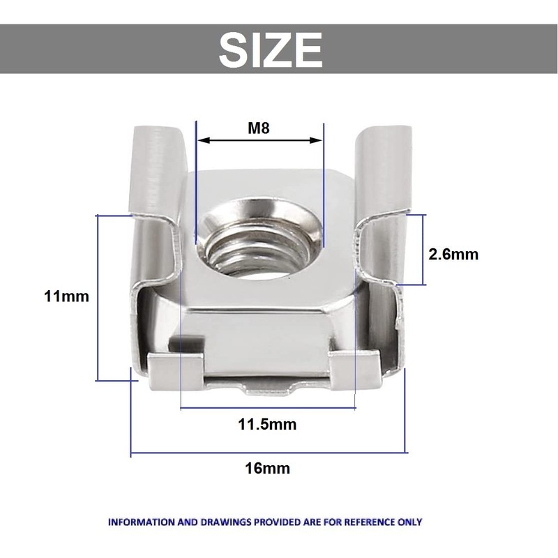TERF® M8 Cage Nut M8 (8mm) Cage Nut Fit to