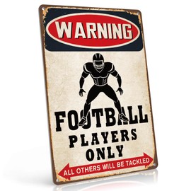 PAIION Funny Metal Sign Vintage Football Posters Gifts for Boys 8-12, Teen Boys Room Sports Themed Wall Decor for Bedroom Tin Sign 12x8 Inch