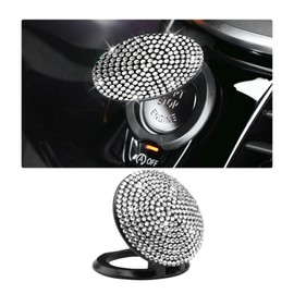 Dickno Bling Car Push to Start Button Cover, Anti Scratch Ignition Button Protective Cap, Crystal Rhinestone Engine Button Sticker, Universal Auto Interior Decor Accessories (White)