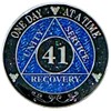 AA 41-Year Shiny Fancy Glitter Recovery Medallion, Alcoholics Anonymous Recovery