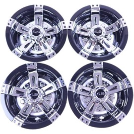 10 Inch Golf Cart Hub Caps Wheel Covers W/Chrome Spokes for EZGO Cub Car Yamaha