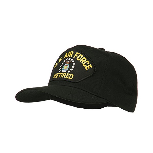e4Hats.com US Air Force Retired Military Patched Cap - Black OSFM