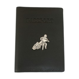 Speedway Leather Passport Cover Black Holder RFID Safe Gift 340