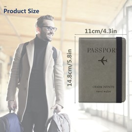 DOMINICK 2PCS Passport Holder Wallet Cover Case with Elastic Strap,Blocking Document Organizer Protector,for Credit & ID Cards, Boarding Passes(Green,Blue)