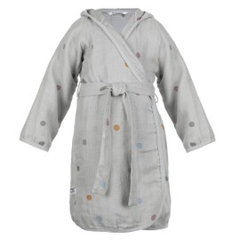 Kindsgut Muslin Bathrobe for Toddlers Made from 100% Oeko-Tex® Certified Cotton, Ideal for Travel and Home, Cuddly Soft After Bathing Fun, Subtle Colours, dots