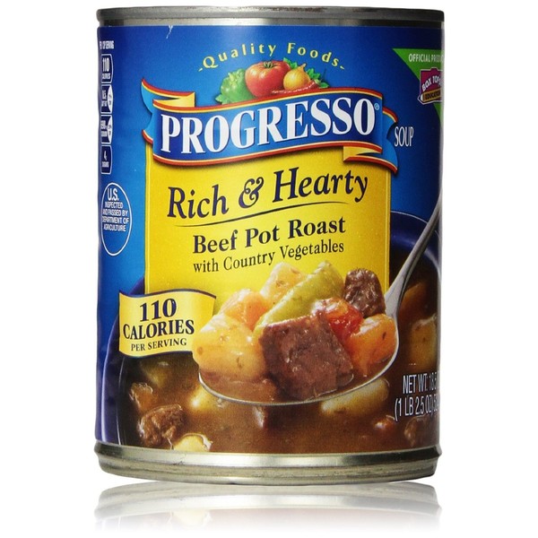 Progresso, Rich & Hearty, Beef Pot Roast with Country Vegetables Soup, 18.5oz Can (Pack of 6)