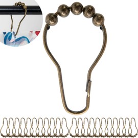Shower Curtain Rings, 24 Pack, in Bronze-Colour, Inner Diameter 2.7 x 1.5", for Shower Curtain Rods, sturdy metal shower rings, with Rolls to slide, hooks for shower curtains, shower curtain hooks