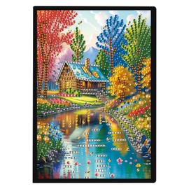 DCIDBEI DIY 5D Diamond Painting Notebook Landscape A5 Blank Diary Sketchbook Crystal Cross Stitch Diamond Painting Notebook Diary Stationery e Diamond Painting Notebook 50 Sheets