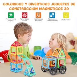 Yabely Construcción Magnético 3D Creativos y Educativos, 60 Piezas Bloques Magnéticos,Regalo Aprenda Color y Forma Juguetes para Niños Niñas