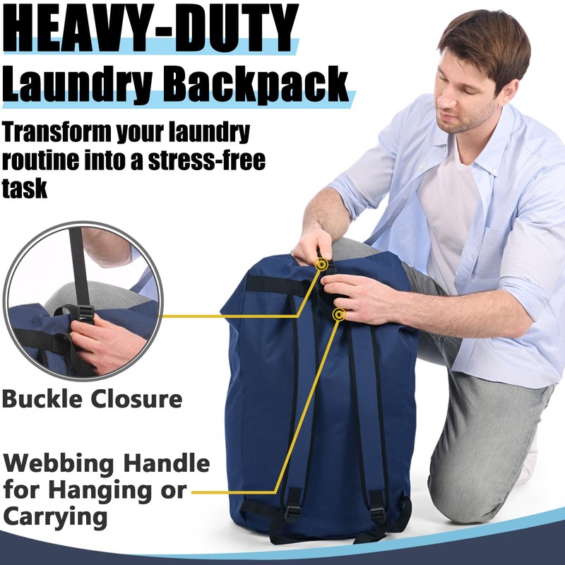 Backpack Laundry Bag, 115L XL Laundry Bags with Straps, Extra