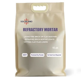 SOLIDLAND Refractory Mortar - 15 LBS Masonry & FireBrick Refractory Cement - 3056°F High Temperature Fireproof Dry Mix - for Kilns, Firepit, Fireplaces, Chimneys and More