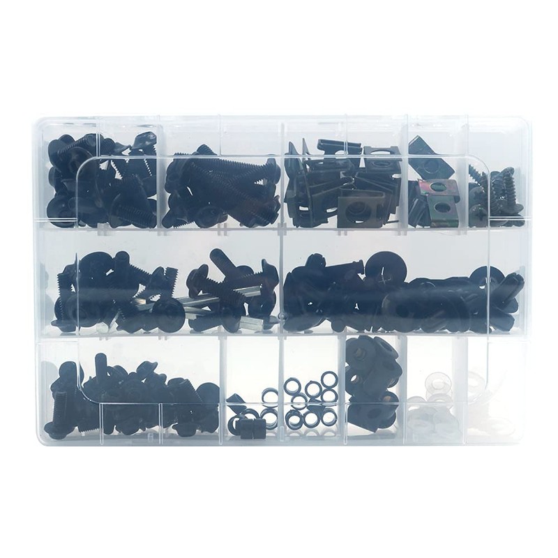ANCLLO 223Pcs Black Complete Motorcycle Fairing Bolt Kit Body Screws