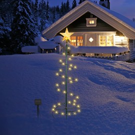 Afenau Outdoor Solar Christmas Decoration, Waterproof Spiral Christmas Tree, Christmas Tree Lighting, Outdoor Solar Christmas Decoration for Gardens, Patios (Warm White)