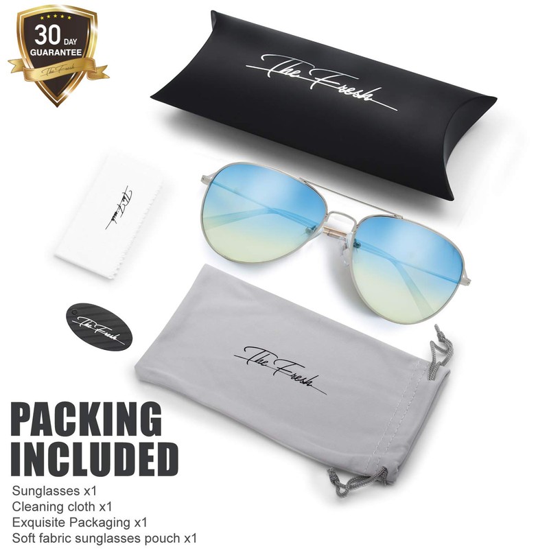 The Fresh Classic Metal Frame Oceanic Color Lens Aviator Sunglasses