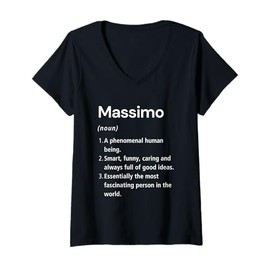 Womens Massimo Name Definition Funny Dictionary V-Neck T-Shirt