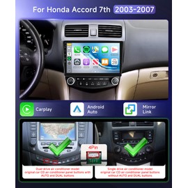 4G+64G for Honda Accord 7th 2003-2007 Car Radio Stereo with 1280x720 Touchscreen,5.0Bluetooth,Wireless Carplay Android Auto,DSP 32EQ,FM/RDS,GPS Chip,Split Screen,SWC,MirrorLink,Rear View Camera