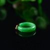 Natural Jade Ring Woman Lucky Smooth Green Band Ring Gold