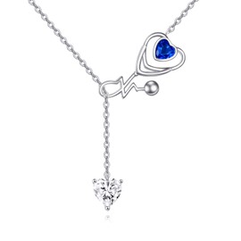 SHEAISRS Stethoscope Necklace 925 Sterling Silver Nursing Necklace Nurse Graduation Medical Jewelry for Medical Doctor Nurse Students