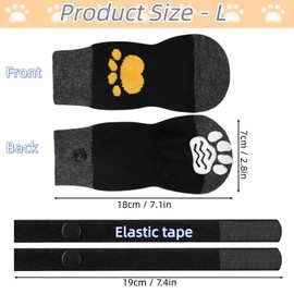 2 Pairs Anti Slip Dog Socks, Grip Socks Paws Stop Licking Pet Paw Protector Claw Prevent Scratching Shoes with Adjustable Strap for Dog Outdoor Indoor Floor Walking (L)