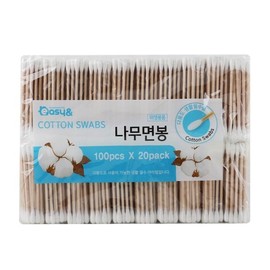 Easy & Wood Cotton Swabs 100 pieces X 20 bags (2000 pieces total) / 이지앤 나무 면봉 100개입 X 20봉지 (총2000개입)
