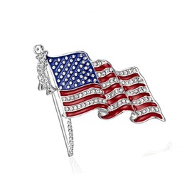 SaiDian 1 Pcs Fashion American Flag Brooch Pin Rhinestones Crystal Pin Brooch Accessory for Clothing Scarf Bag