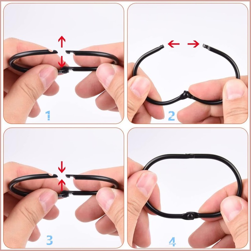 Metal Oval Shower Curtain Rings - 24Pcs Decorative Hooks for