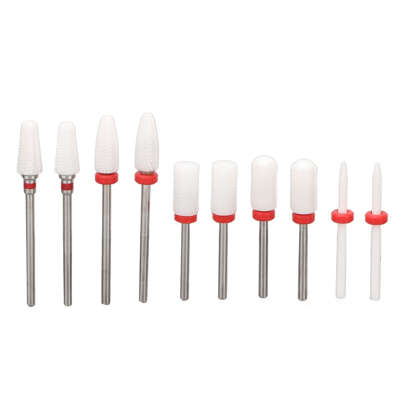 10pcs Nail Art Drill Bits Set Remove Nail Glue Stainless