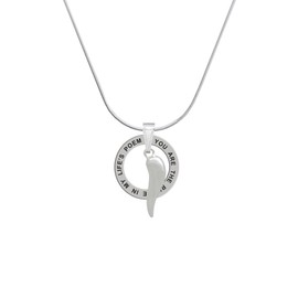 Delight Jewelry Silvertone Good Luck Italian Horn Silver-tone You are the Rhyme in My Life's Poem Ring Necklace, 18"