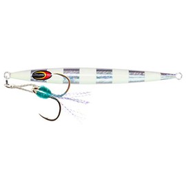 Nomad Design Deep Water Fishing - Erratic Action Trigger for Predators, Fast Sinking & BKK Jig Assist Hooks The Streaker 80G - 3 oz - Silver Glow Stripe