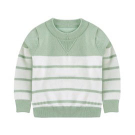 Peecabe Toddler Baby Cable Knit Sweater for Boys Long Sleeve Crewneck Striped Cotton Pullover Sweatshirt Fall Winter 1-5T (5T, Sage Green)
