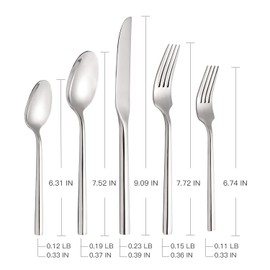 Kelenfer Hand Forged Stainless Steel Flatware Set Silverware Set Cutlery Set Hexagon Handle 5 Pieces Service for 1
