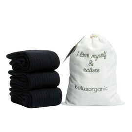 Bulusorganic 3 Pairs 98% Organic Cotton Crew Socks, Soft Breathable Non-Tight Seamless Casual Socks for Men & Women (US, Numeric, 6, 8, Regular, Regular, Black)