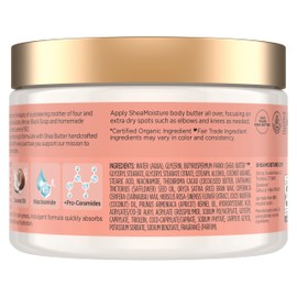 SheaMoisture Illuminating Body Butter with Coconut & Hibiscus, Niacinamide and Pro-Ceramides, Renewing Skin’s Natural Glow, 48H Moisturizing 11.5 oz