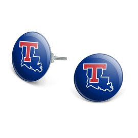 Louisiana Tech University Bulldogs Logo Novelty Silver Plated Stud Earrings