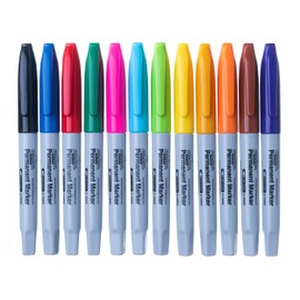 Apostrophe Games Fine Point Permanent Markers - Multicolor Variety Pack Pens, 12 Colors - Office, School Supplies