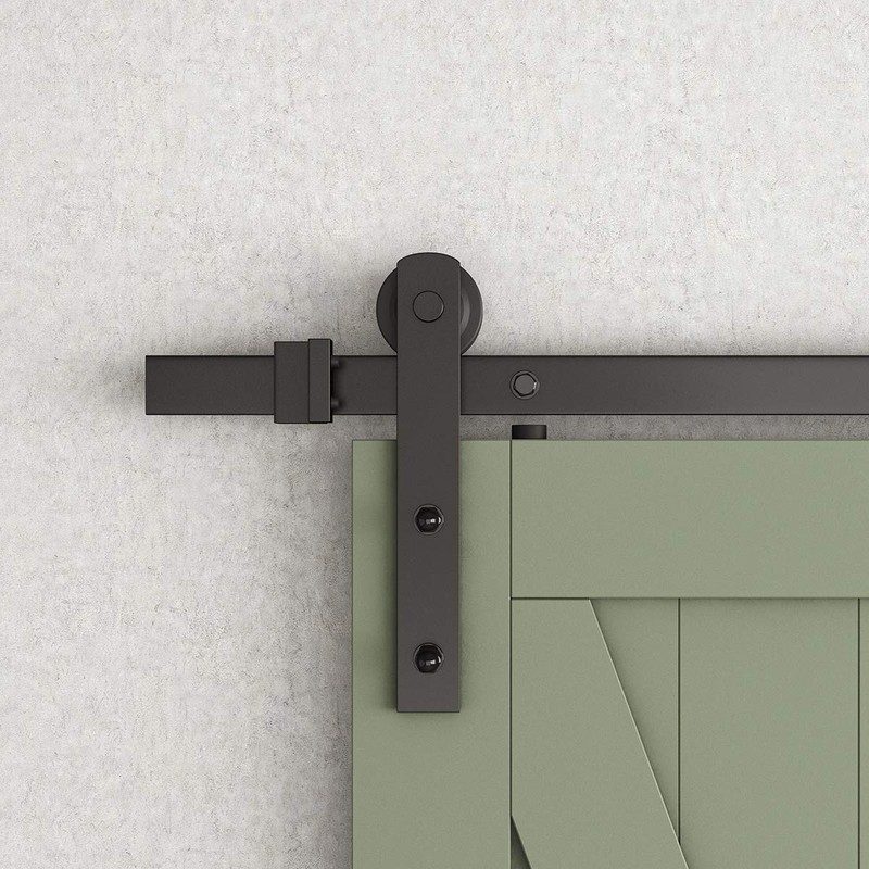 SMARTSTANDARD Sliding Barn Door Hardware Hangers 2pcs (Black) (I Shape