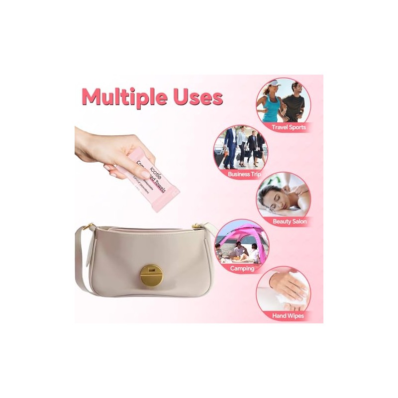 ICOTLE 50 Pcs Compressed Towels - Soft Portable Wash Cloths