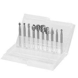 PNEUICALLY 10 PCS Carving Bits HSS Rotary Drill Burr Set 1/8'' (3mm) Shank Wood Engraving Router Bit for Rotary Tool Accessories Rotary Tool for DIY Woodworking Carving, Engraving, Drilling (Silver)