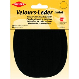 Kleiber 12.5 x 10 cm Imitation Suede Leather Sew on Knee/ Elbow Patches Oval, Black