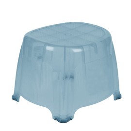 Bath Stool with Water Leaking Hole BPA Free Strong Plastic Multiuse Non-Slip Bath Seat Skid Resistant Stool Bathroom Kitchen Adults Kids Toddlers (Clear Rib Stool, Lucent Blue)