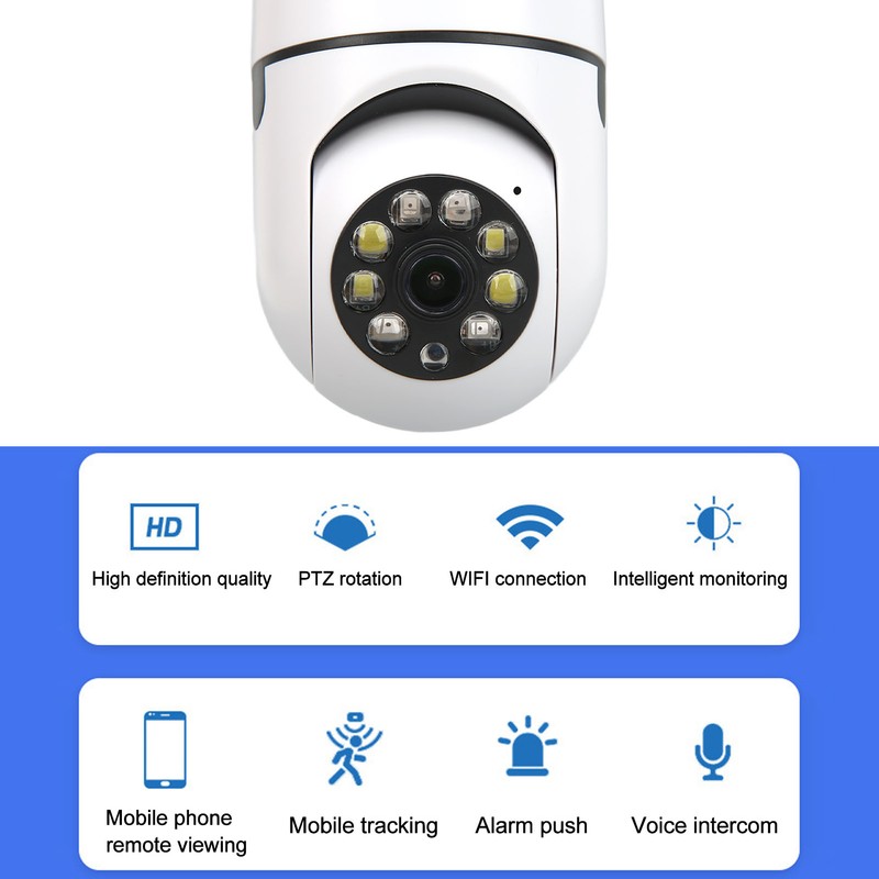 E27 Light Bulb Security Camera 5G 2.4G WiFi 2MP 1080P