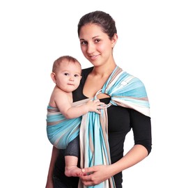 Hoppediz Ring-Sling, Baby-Tragetuch ab Geburt, 100 % schadstoffgeprüfte Baumwolle, Design Brest