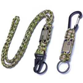 LUYADIN Paracord Lanyard Keychain with USA Flag,Parachute Rope Necklace Keychains for Outdoor Activities,Keys,Whistle