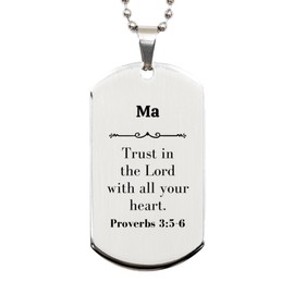 LANKEST Christian Ma Gifts Trust in the Lord with all your heart Bible Verse Scripture Silver Dog Tag Baptism Confirmation Gifts for Ma