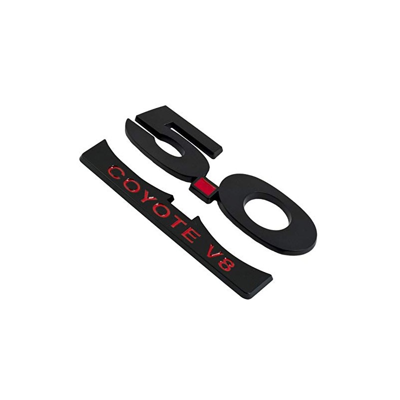 2011-2014 Mustang GT 5.0 Coyote V8 Black Red Fender Emblems