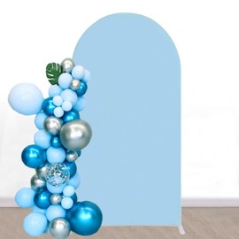 SINSSOWL 7.2 FT Light Blue Arch Backdrop Cover Fitted Spandex Wedding Arch Backdrop Fabric Covers for Baby Shower Bridal Shower Birthday Party Gender Reveal Decoration (Light Blue)
